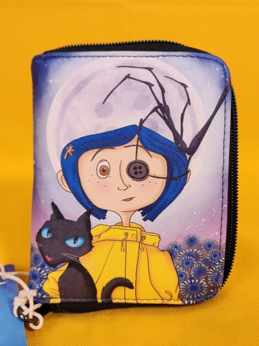 Loungefly Coraline Button Eye Flower the Cat Halloween Zip Around Wallet NEW